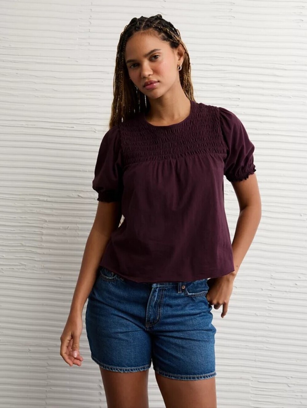 American Eagle Purple Sunchaser Puff Sleeve Top - Size XXL